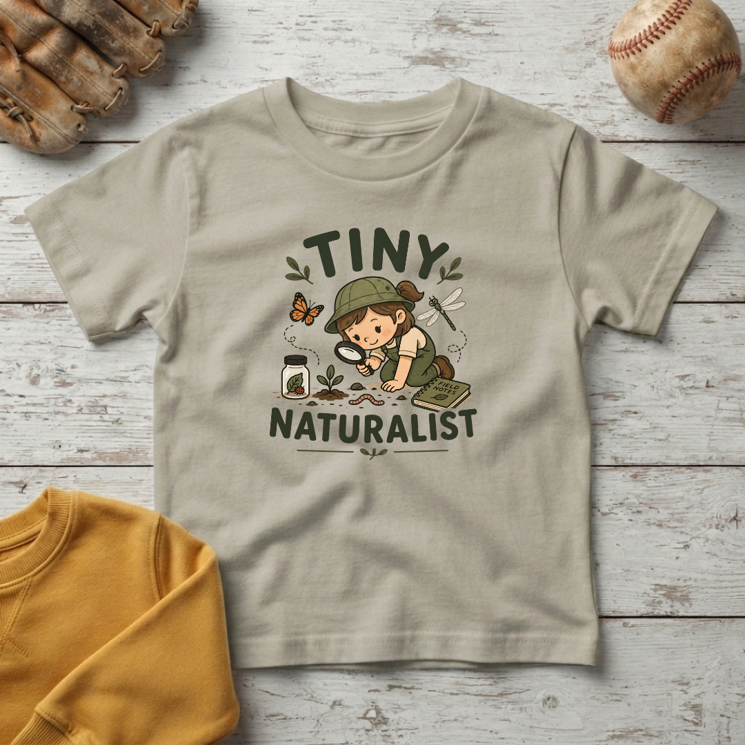 "Tiny Naturalist" Cute Girl Explorer +Toddler Size