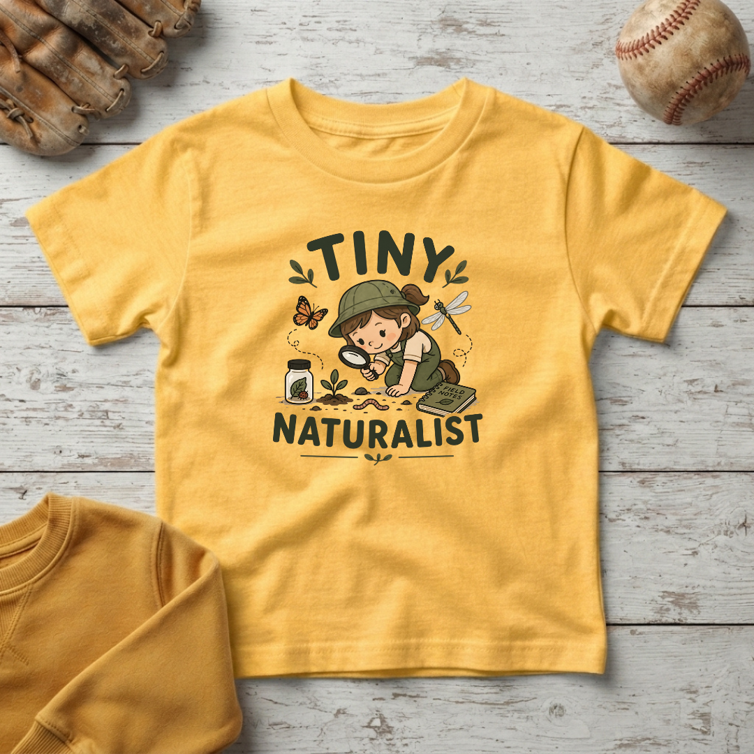 "Tiny Naturalist" Cute Girl Explorer +Toddler Size