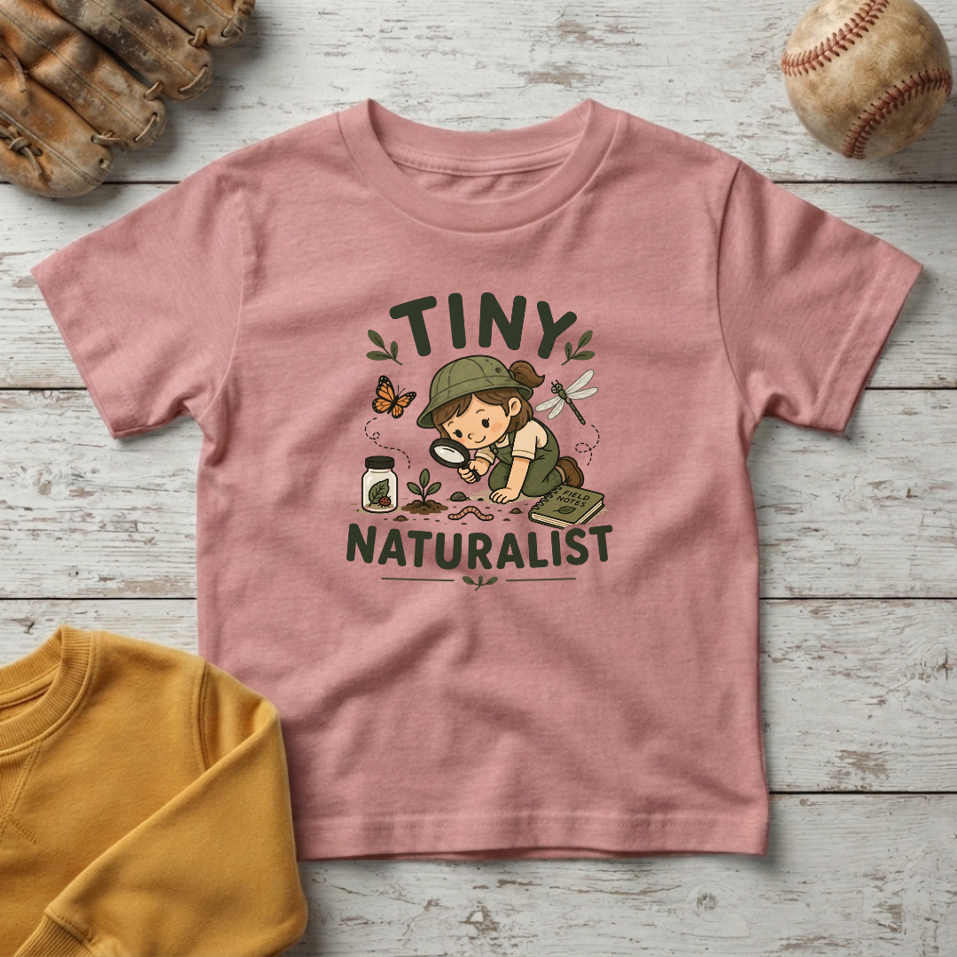 "Tiny Naturalist" Cute Girl Explorer +Toddler Size