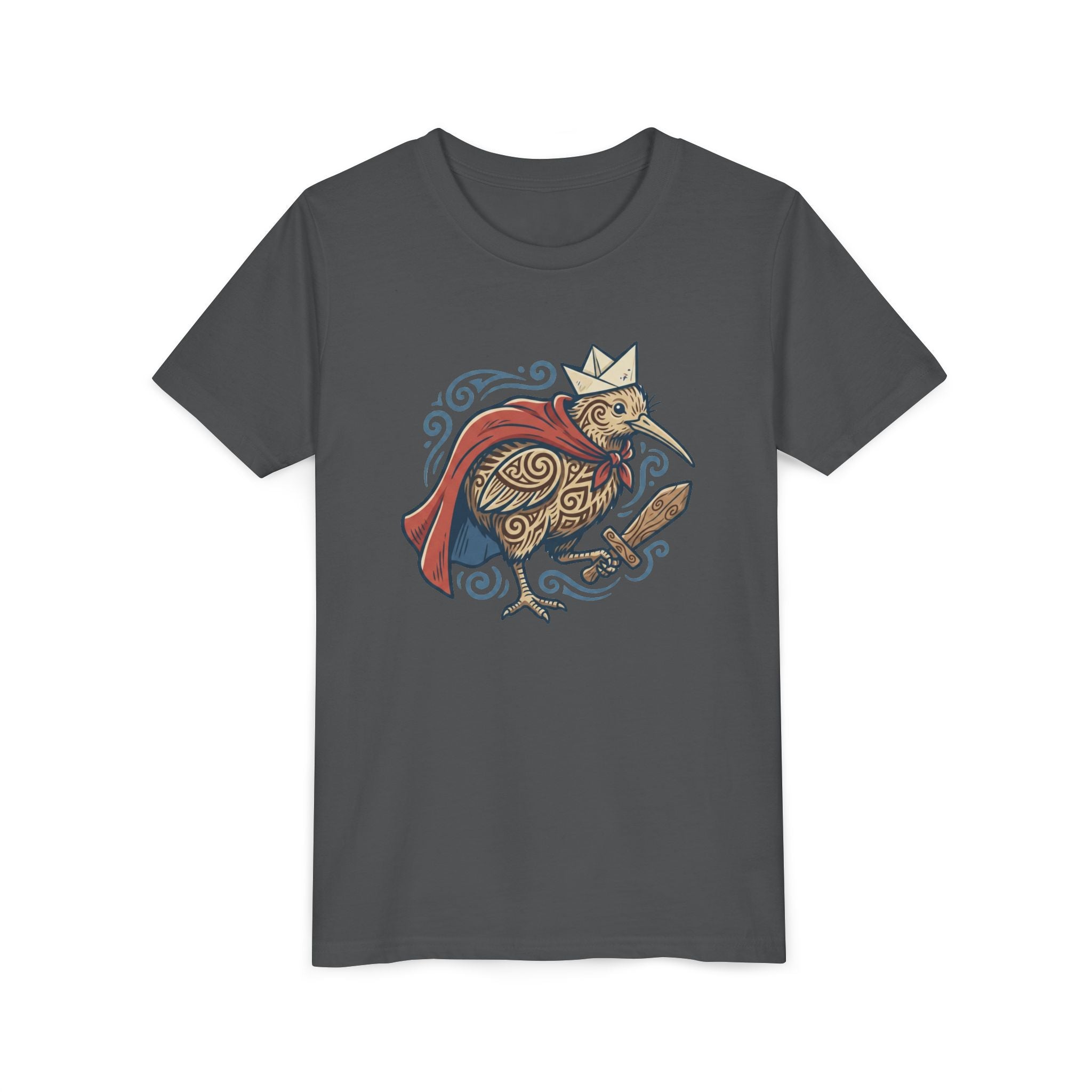 Royal Kiwi Youth T‑Shirt — Crowned Kiwi with Cape Kids Tee