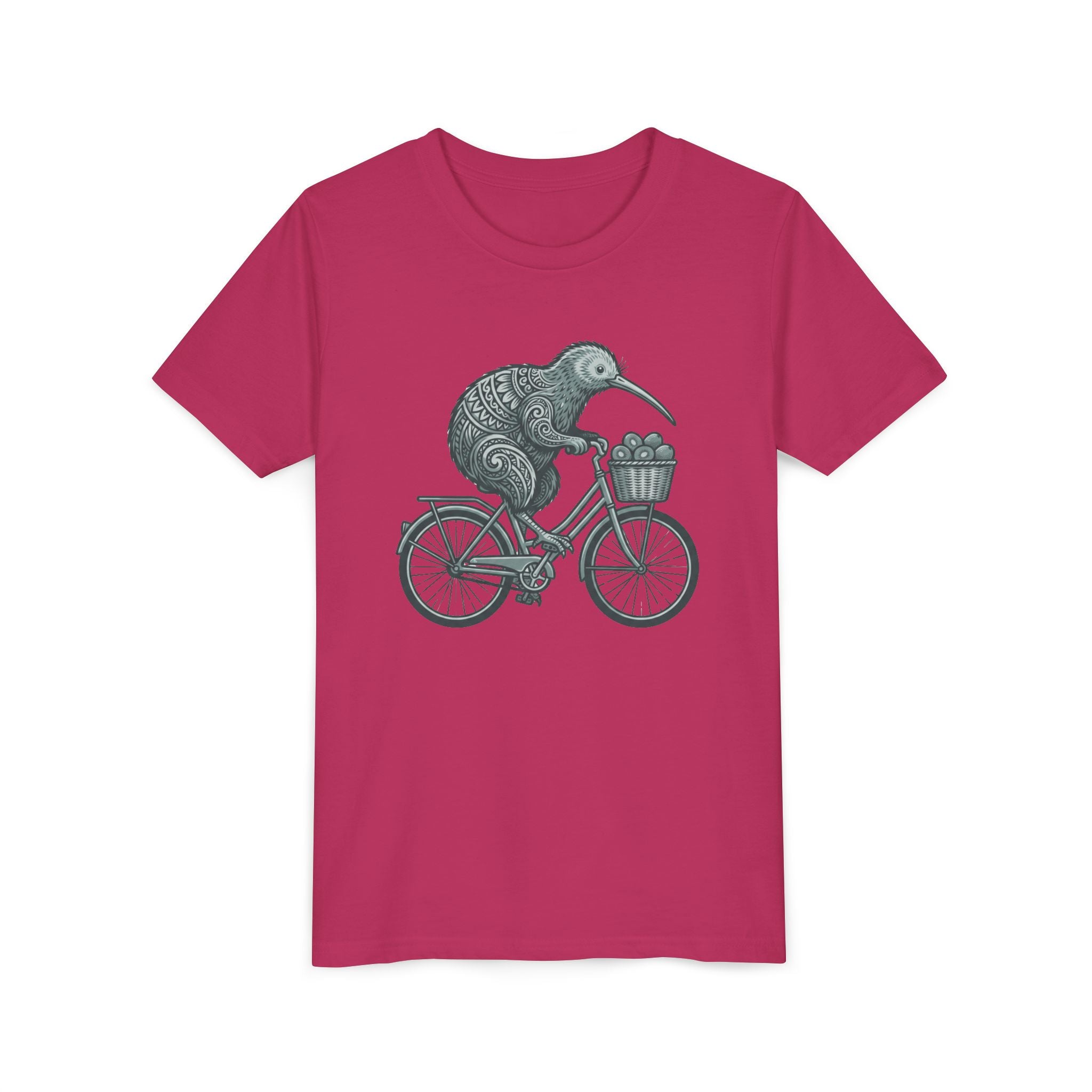 Kids Kiwi Bird Bicycle T‑Shirt – Cute Animal Cycling Graphic Tee for Children