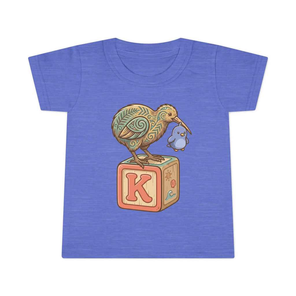 Toddler T-Shirt — Kiwi Bird on Block "K" Cute Baby Animal Tee