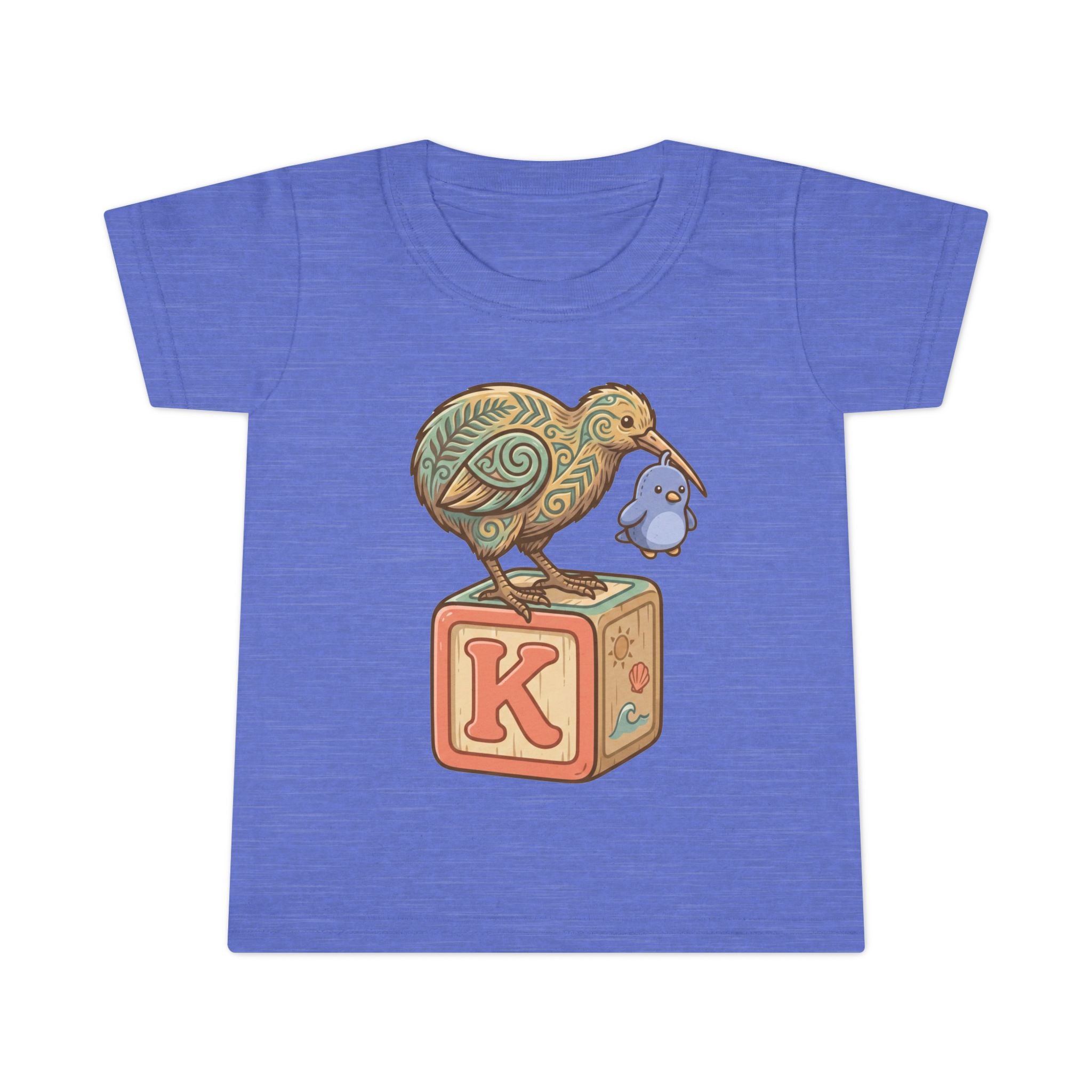Toddler T-Shirt — Kiwi Bird on Block "K" Cute Baby Animal Tee