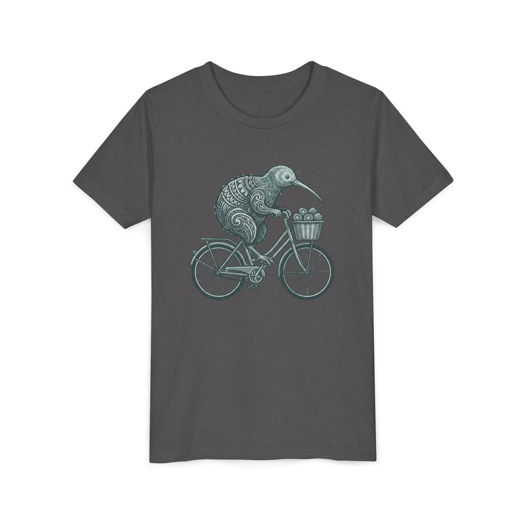 Kids Kiwi Bird Bicycle T‑Shirt – Cute Animal Cycling Graphic Tee for Children