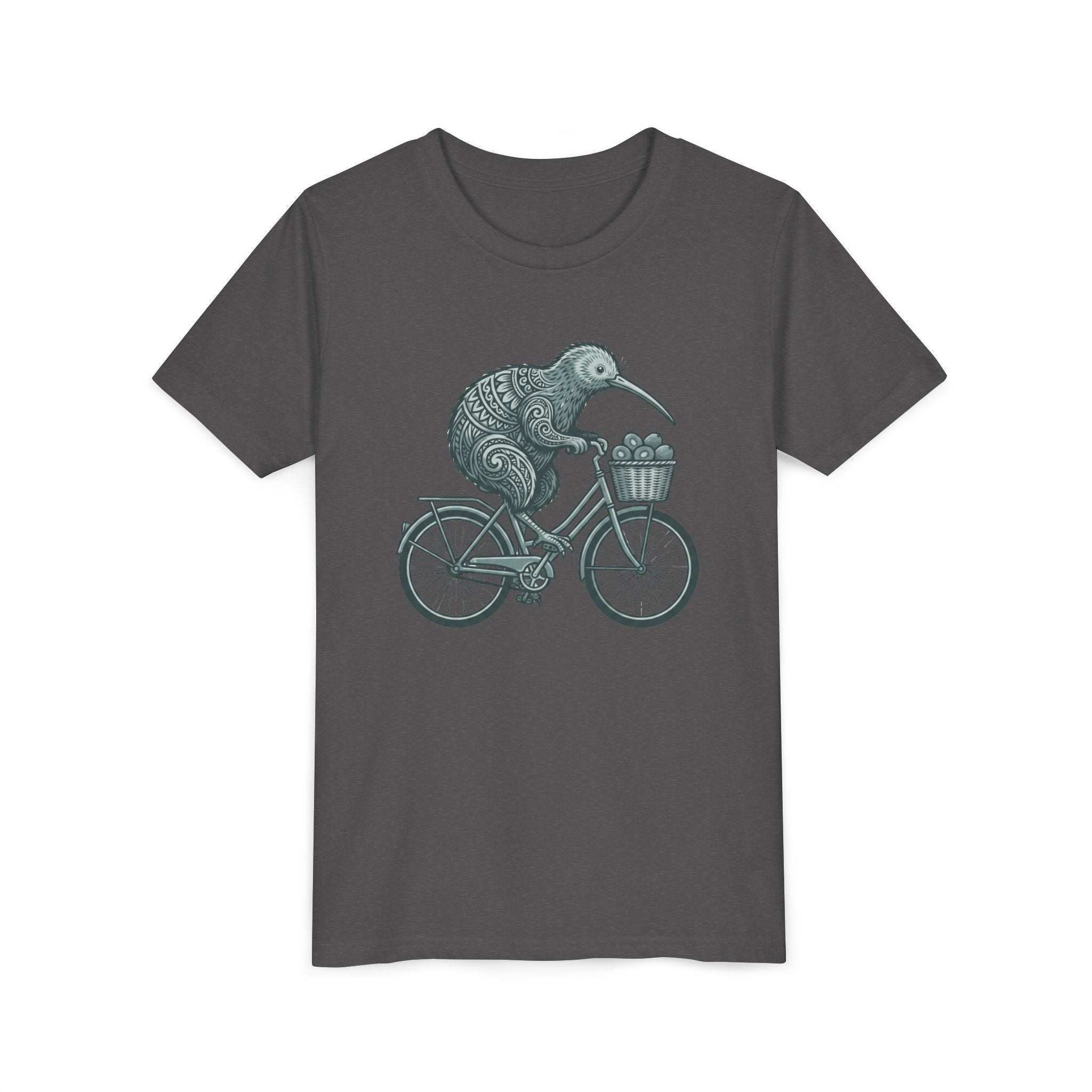 Kids Kiwi Bird Bicycle T‑Shirt – Cute Animal Cycling Graphic Tee for Children