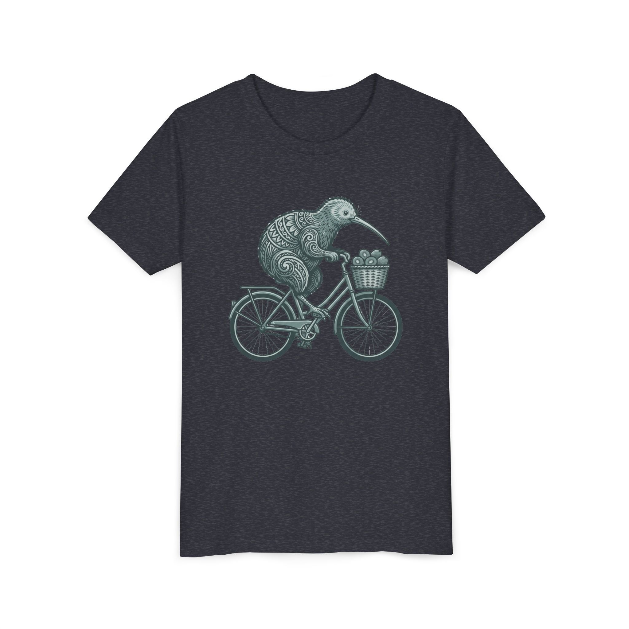 Kids Kiwi Bird Bicycle T‑Shirt – Cute Animal Cycling Graphic Tee for Children