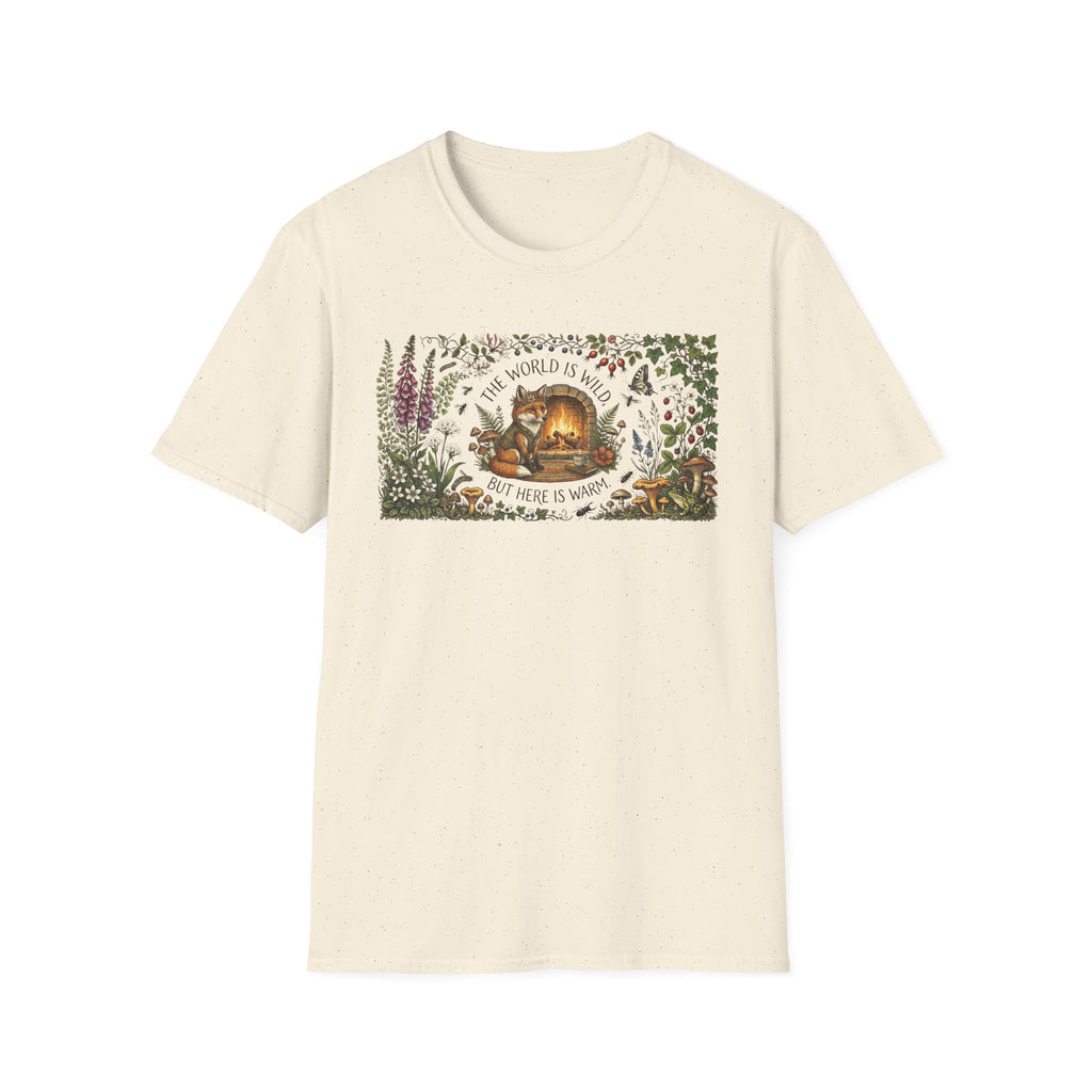 "The World Is Wild But Here Is Warm" Cozy Forest Fox Tee