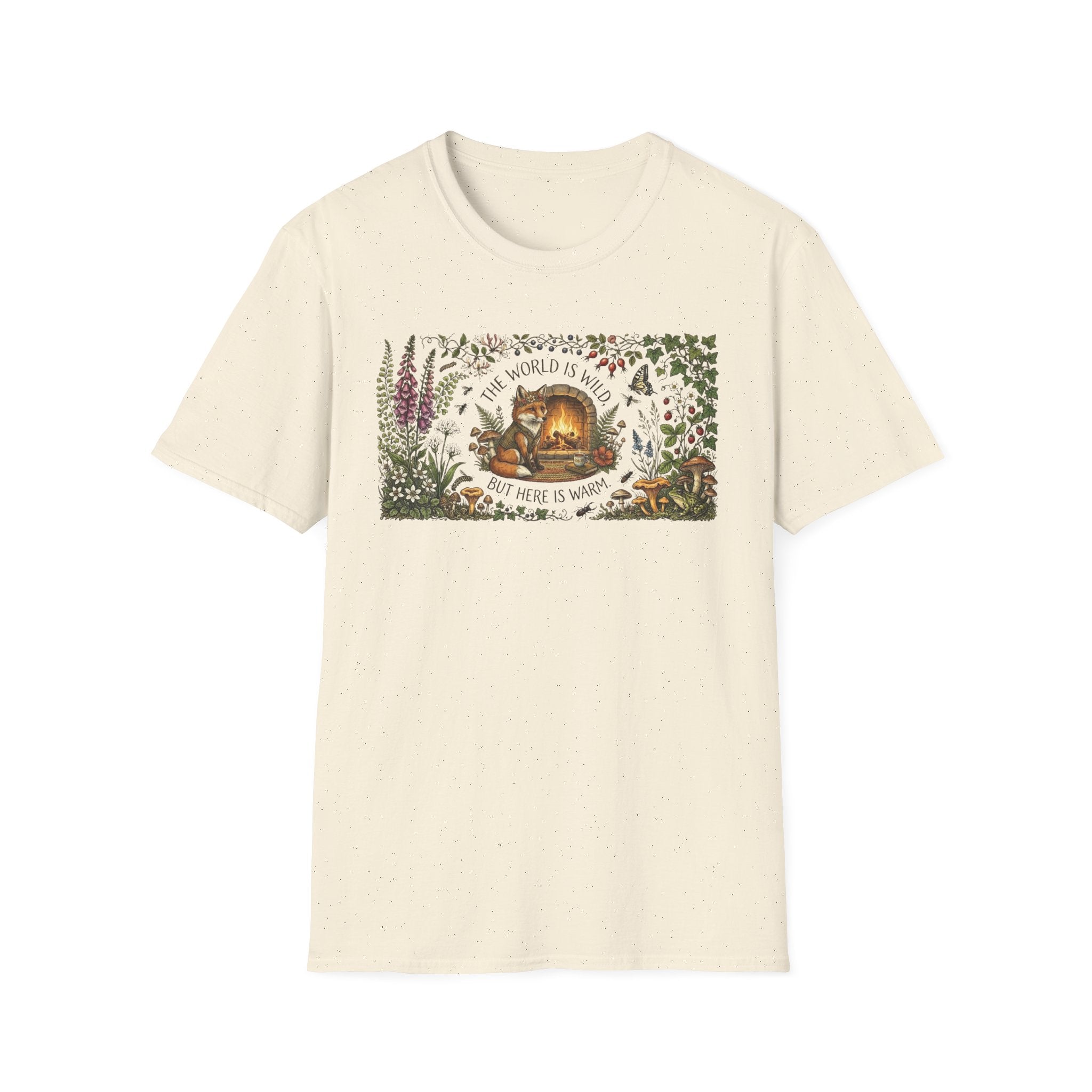"The World Is Wild But Here Is Warm" Cozy Forest Fox Tee
