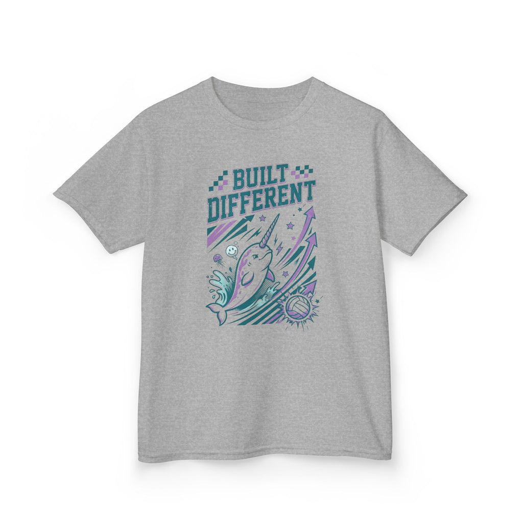Kids T "Built Different" Narwhal Graphic Tee