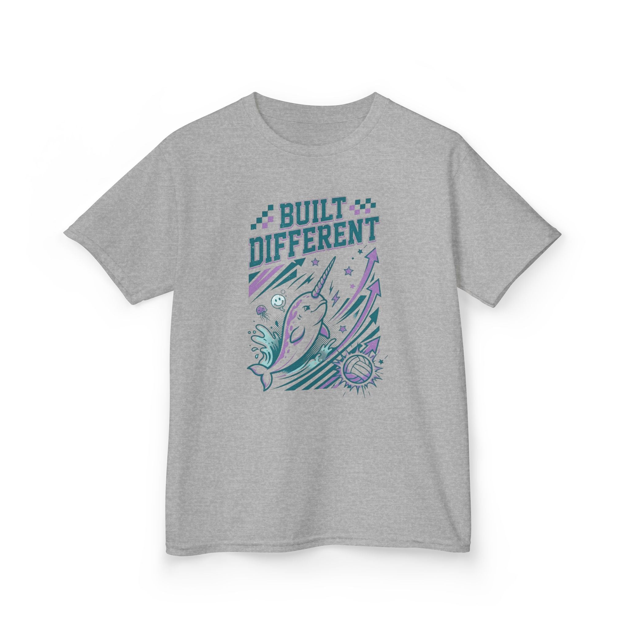Kids T "Built Different" Narwhal Graphic Tee