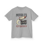 'Missiles Keep Your Head Up' Kids Retro Rocket Graphic