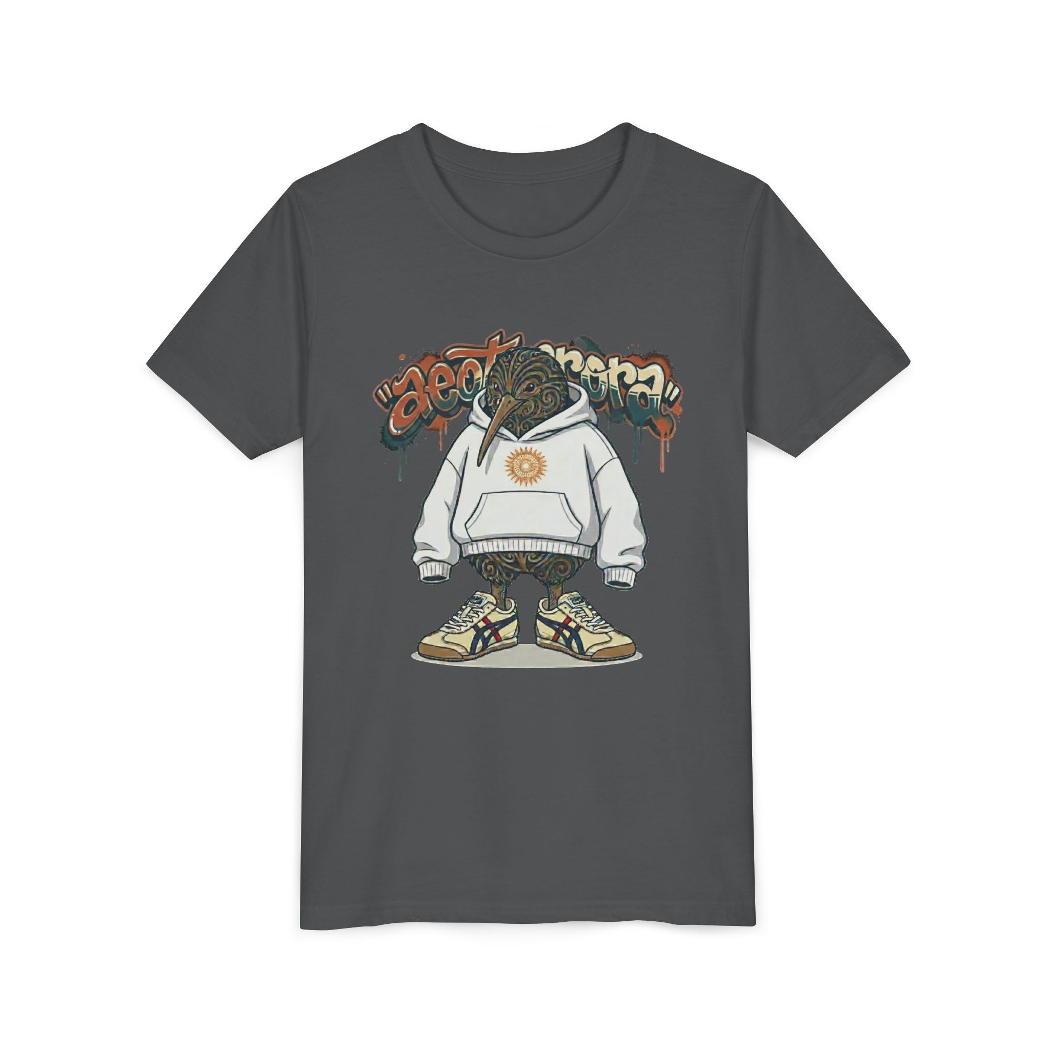 Youth Tee — Streetwear Kiwi Graphic "Aeotearora" Hoodie-Style Design