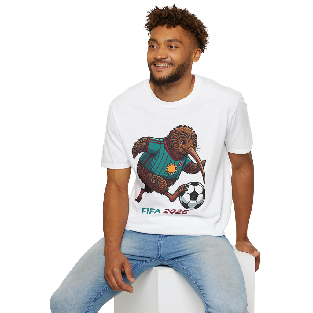 FIFA 2026 Kiwi Soccer Player T-Shirt, Funny Football Bird Graphic Tee, Unique New Zealand Sports Gift for Adults