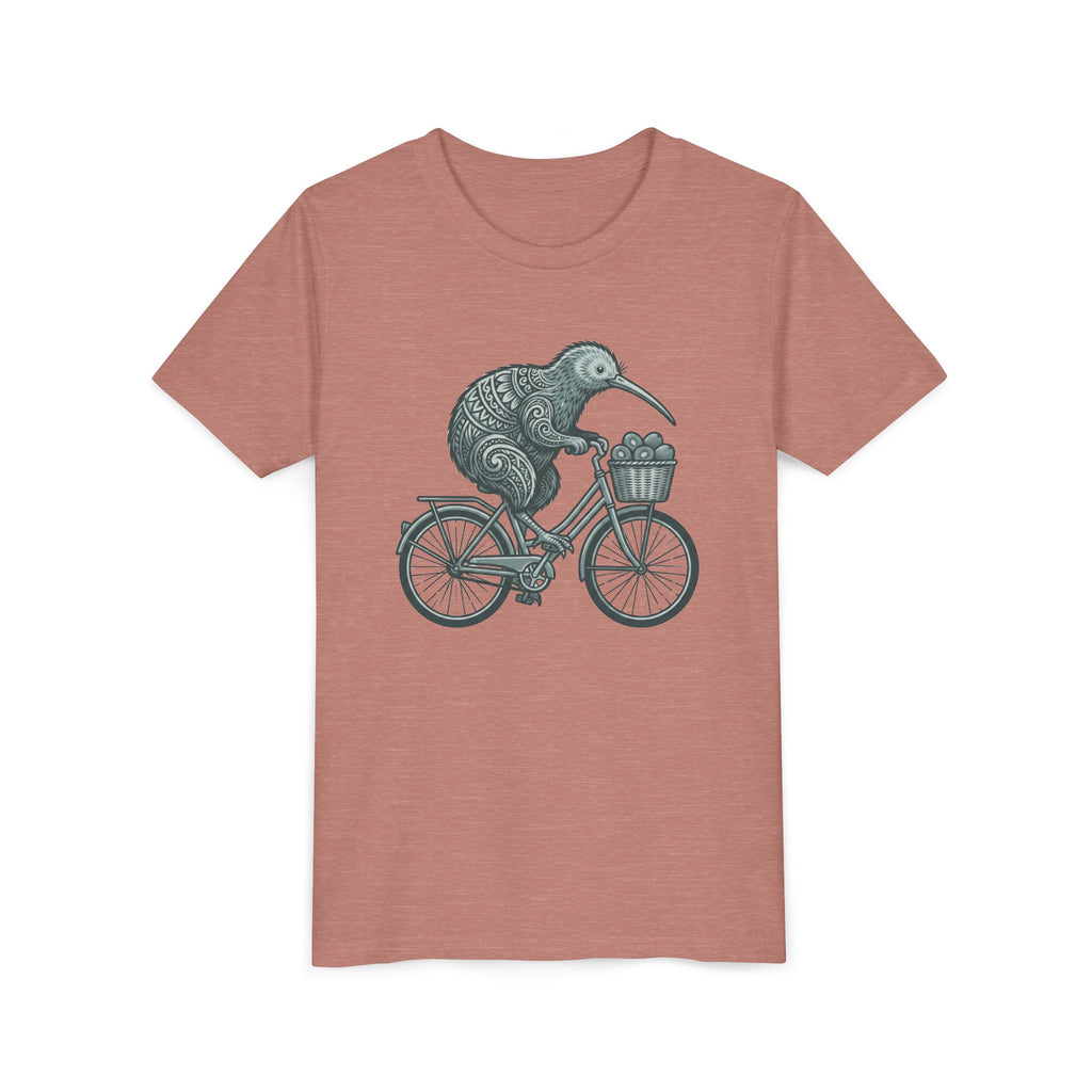Kids Kiwi Bird Bicycle T‑Shirt – Cute Animal Cycling Graphic Tee for Children