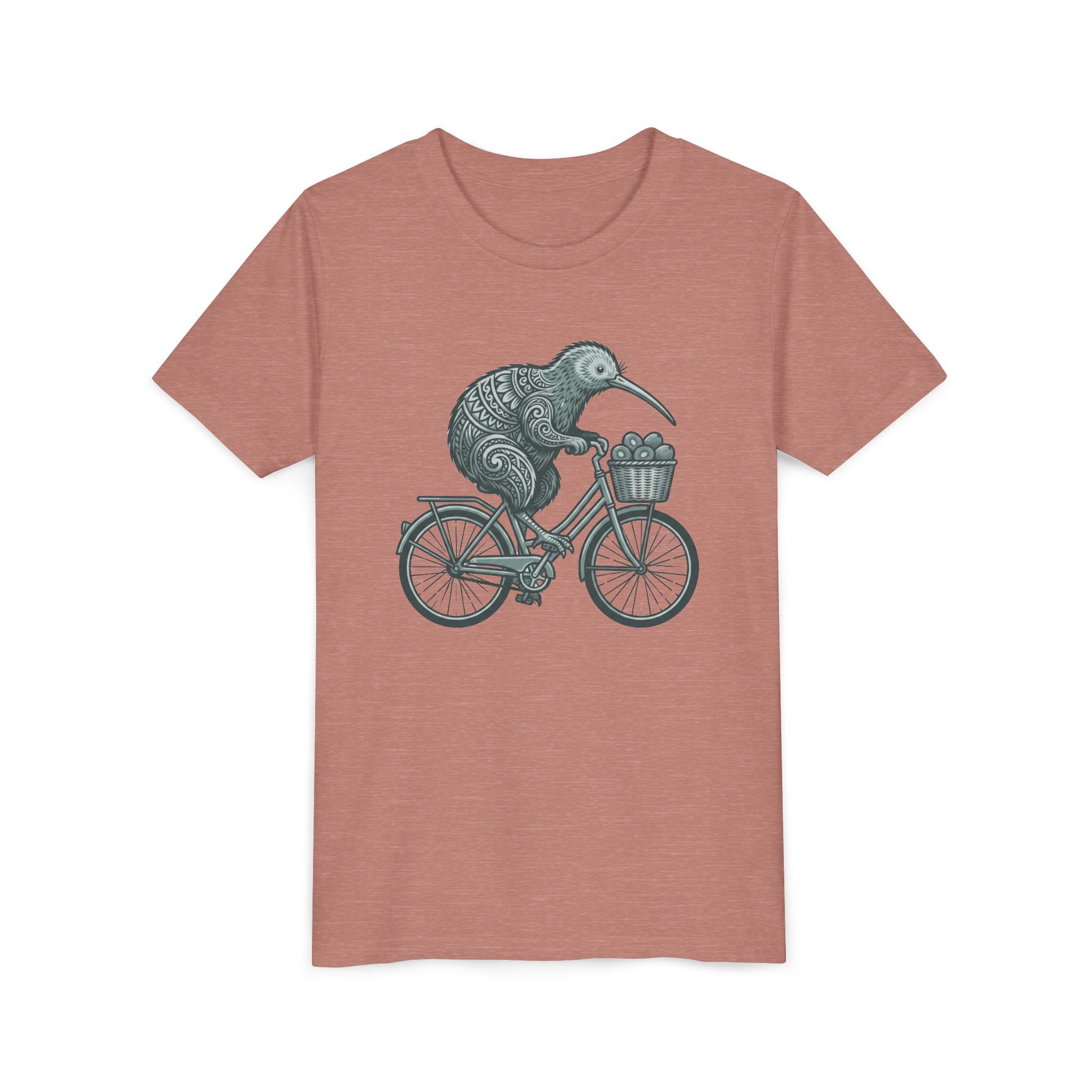 Kids Kiwi Bird Bicycle T‑Shirt – Cute Animal Cycling Graphic Tee for Children