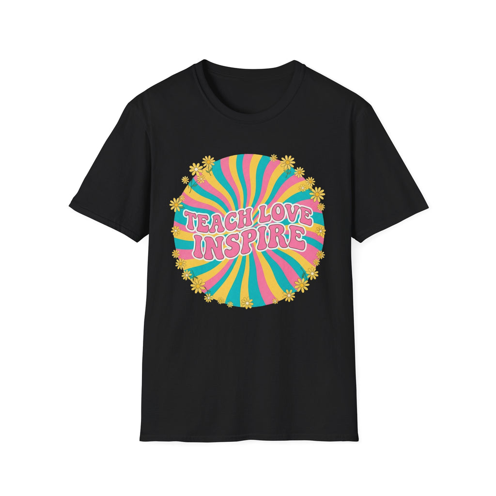 Teach Love Inspire Retro Rainbow T