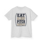 Kids Tee — "Eat Sleep Pitch Repeat" Baseball Shirt