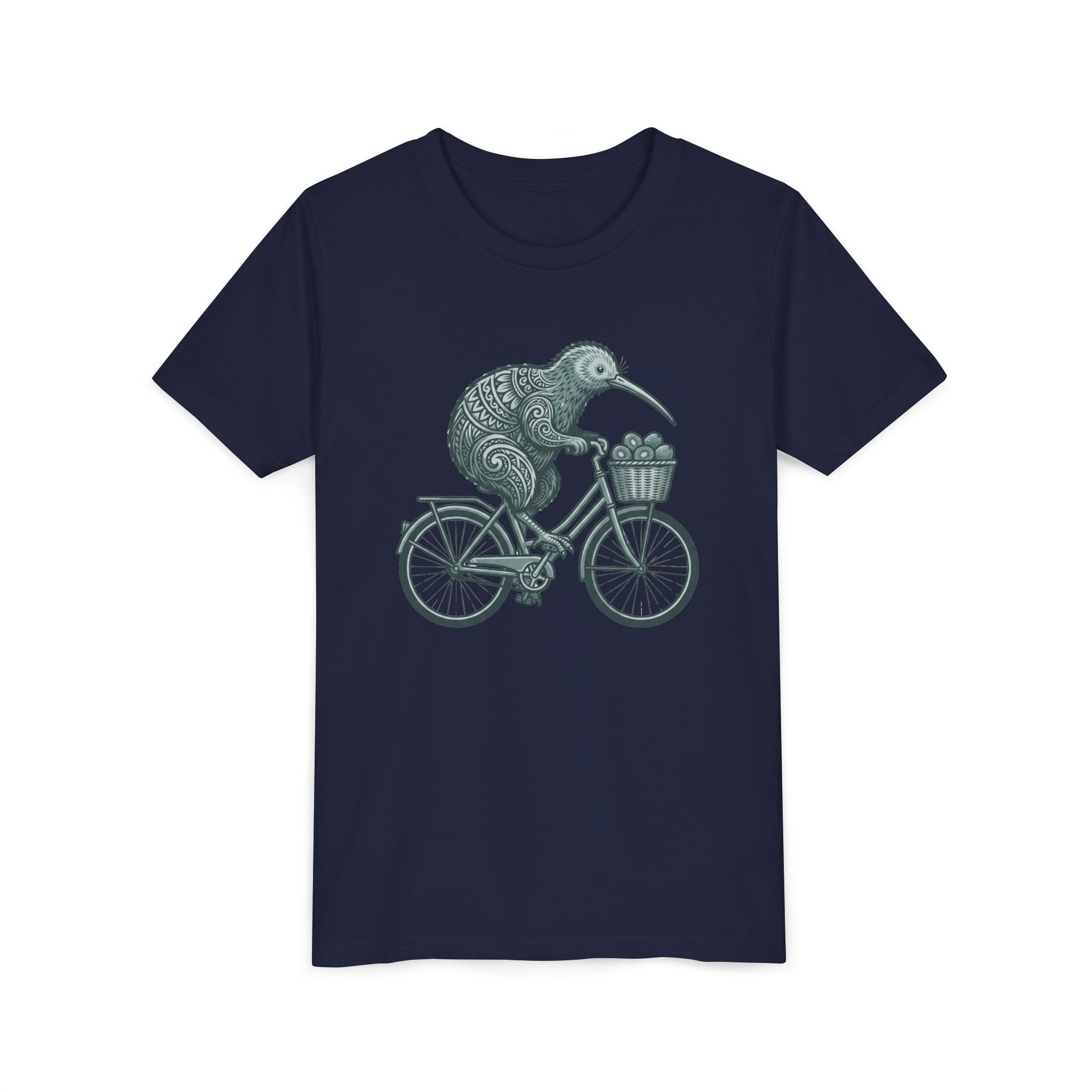 Kids Kiwi Bird Bicycle T‑Shirt – Cute Animal Cycling Graphic Tee for Children