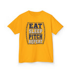 Kids Tee — "Eat Sleep Pitch Repeat" Baseball Shirt