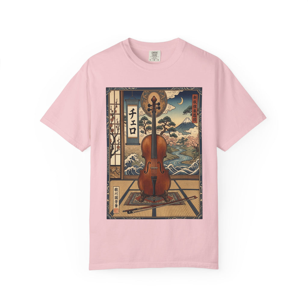 Ukiyo-e Cello Art T-Shirt - Japanese Woodblock Style