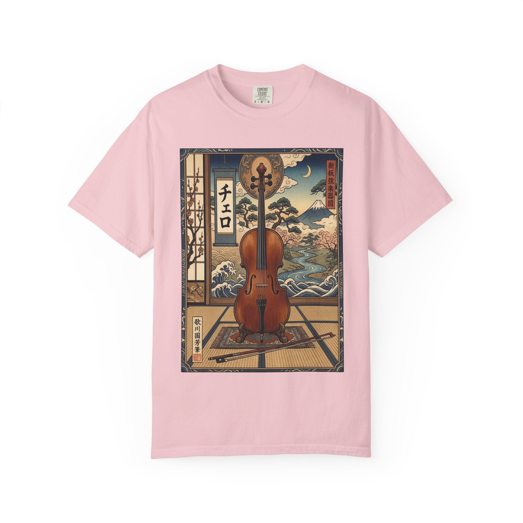Ukiyo-e Cello Art T-Shirt - Japanese Woodblock Style
