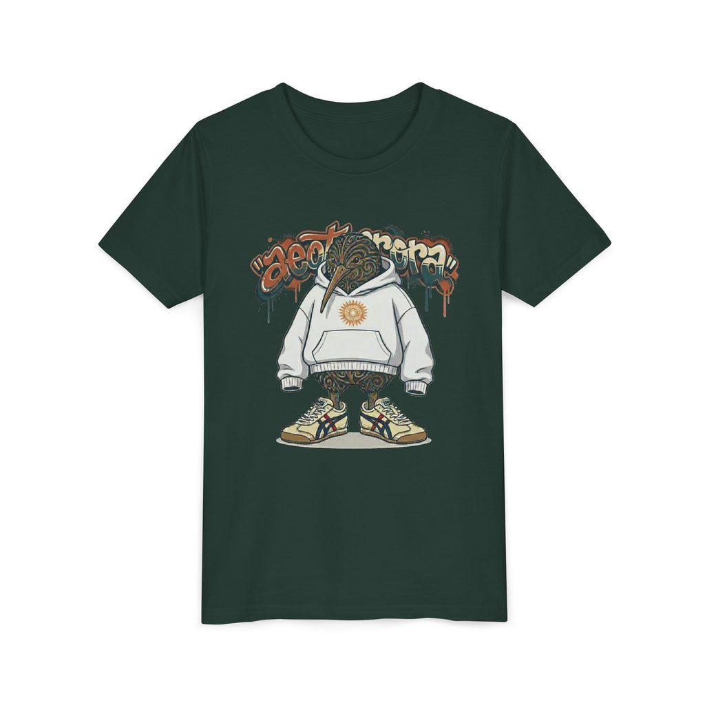 Youth Tee — Streetwear Kiwi Graphic "Aeotearora" Hoodie-Style Design