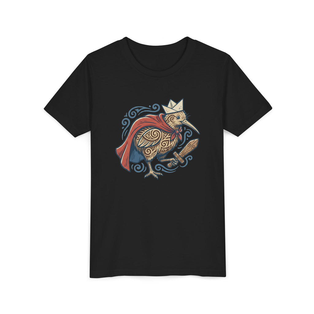 Royal Kiwi Youth T‑Shirt — Crowned Kiwi with Cape Kids Tee