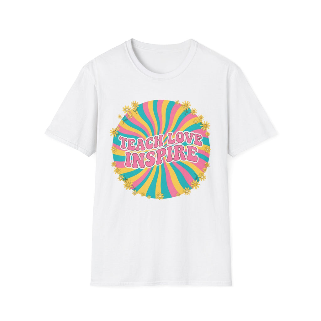 Teach Love Inspire Retro Rainbow T