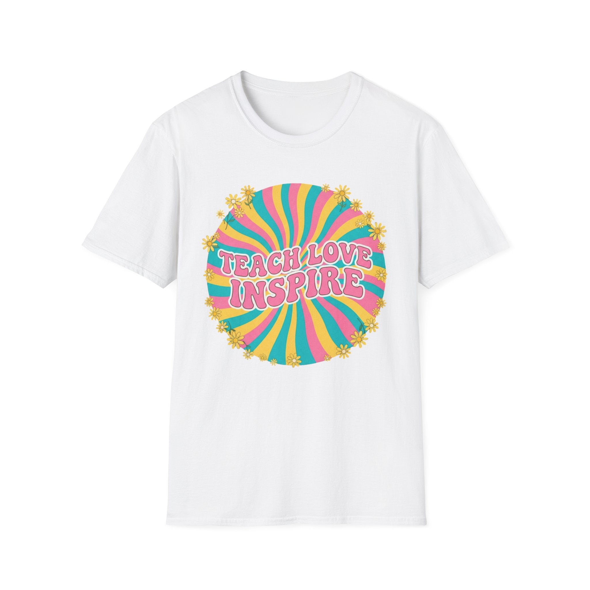 Teach Love Inspire Retro Rainbow T
