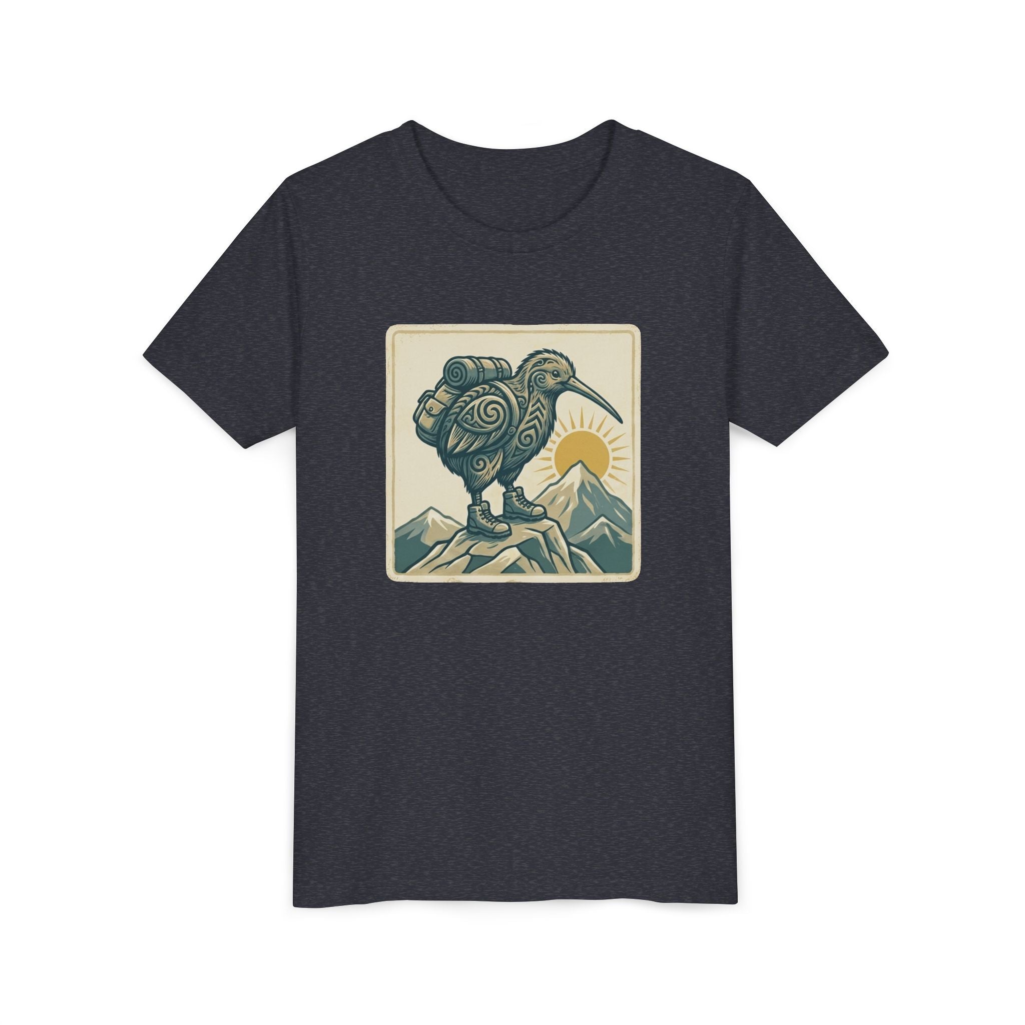 Youth Tee — Kiwi Bird on Mountains Graphic Shirt