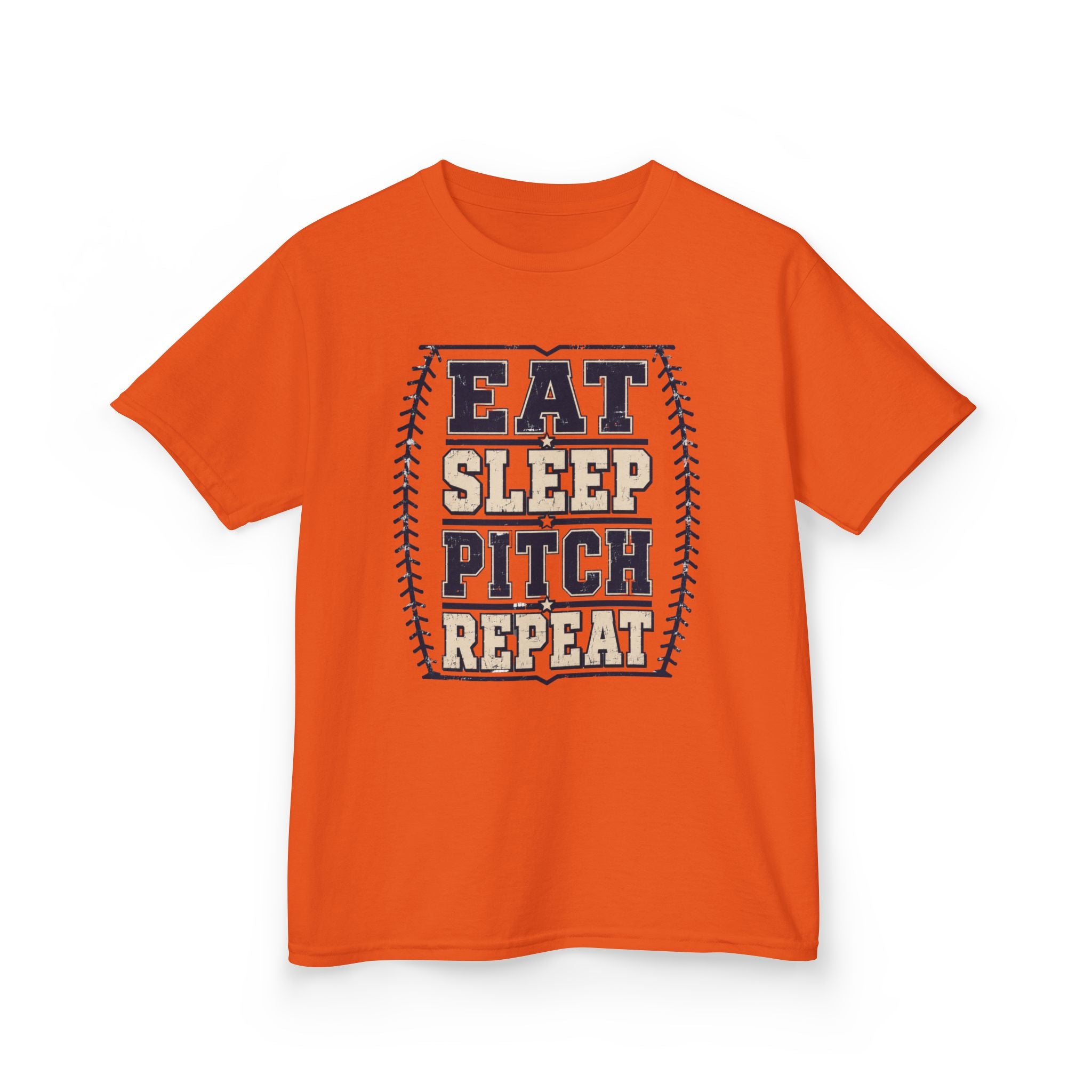 Kids Tee — "Eat Sleep Pitch Repeat" Baseball Shirt