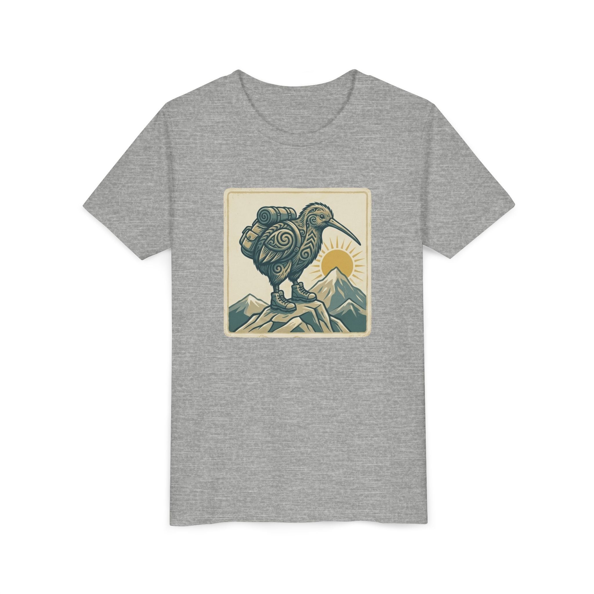 Youth Tee — Kiwi Bird on Mountains Graphic Shirt
