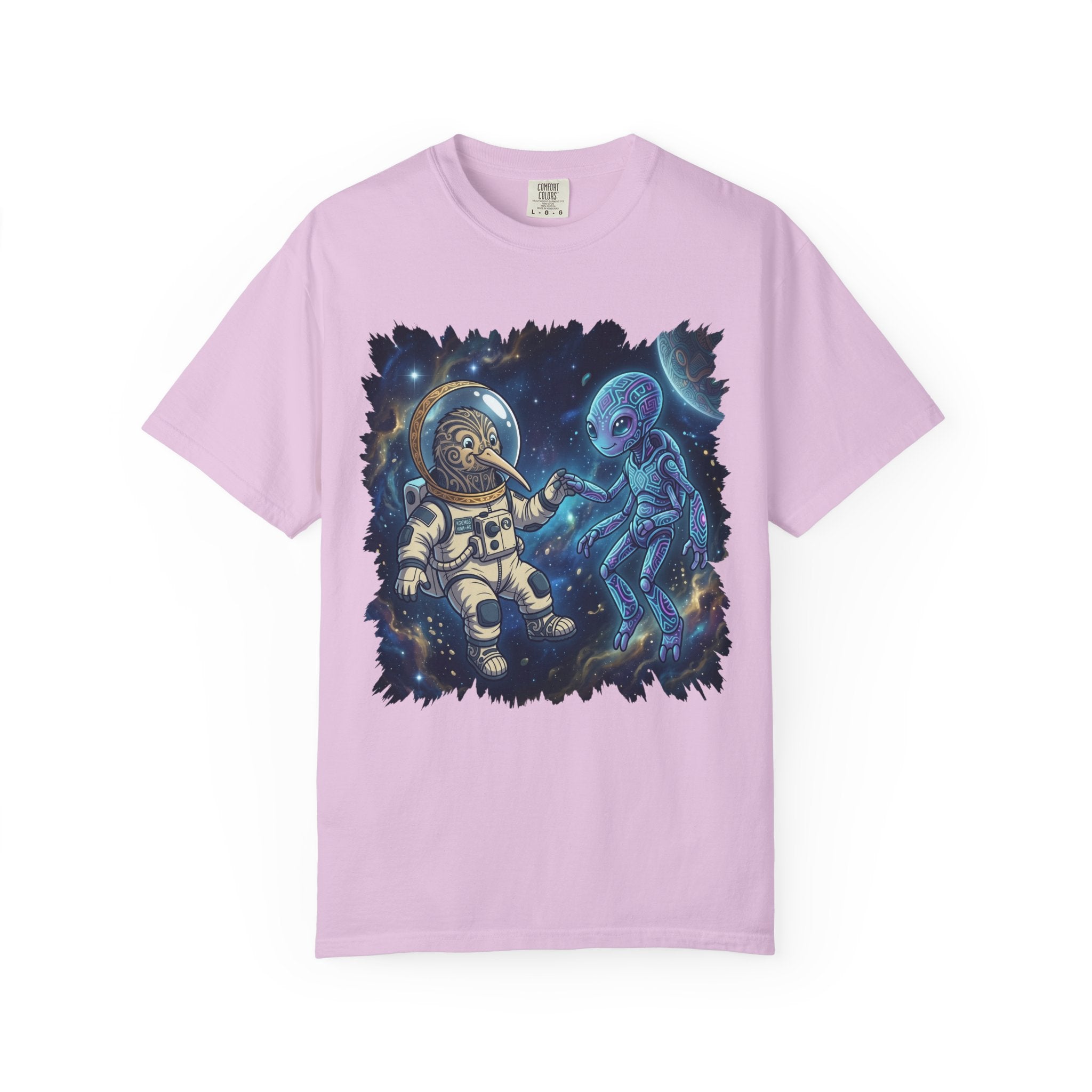 Astronaut & Alien Friendship Tee — Space Adventure Graphic T-Shirt