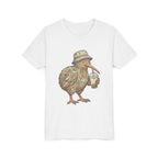 Youth Tee — Whimsical Kiwi Bird Drinking Bubble Tea Graphic