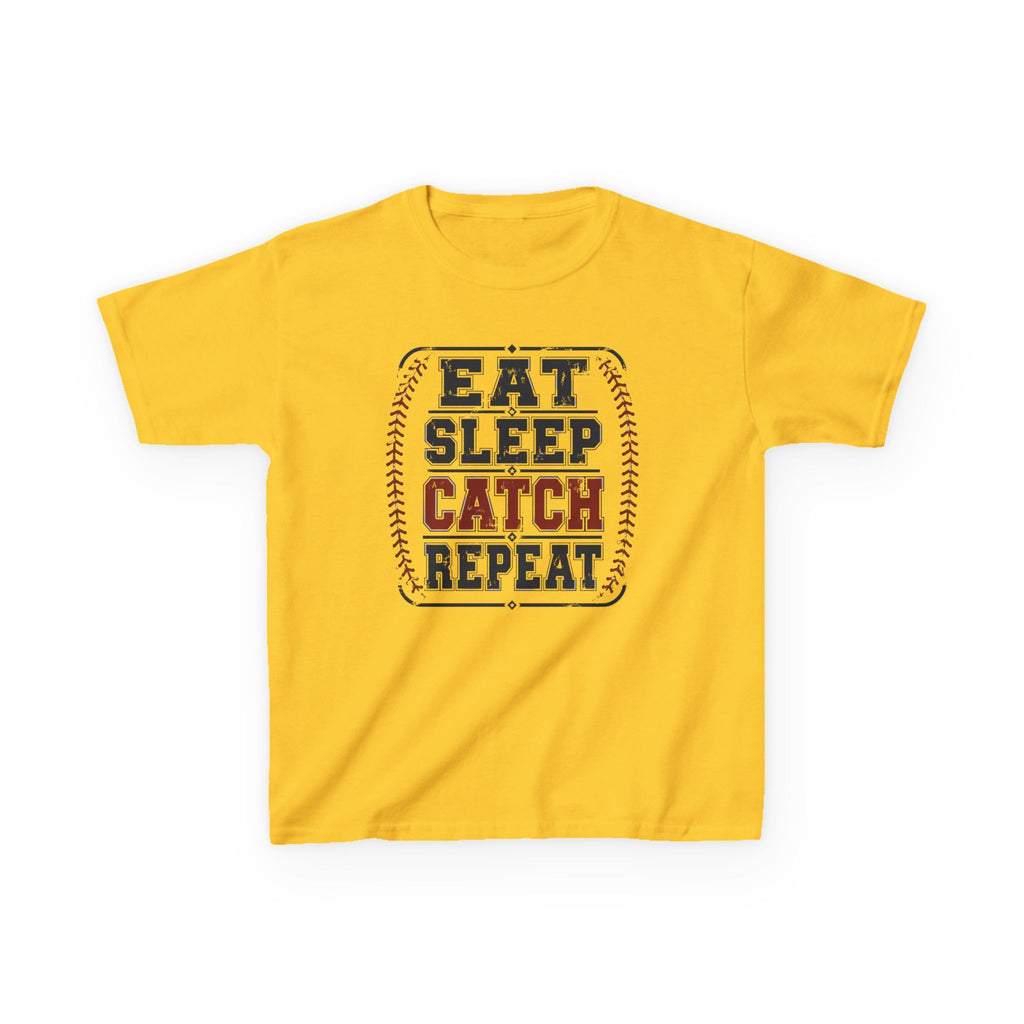 Kids 'Eat Sleep Catch Repeat' Baseball T‑Shirt