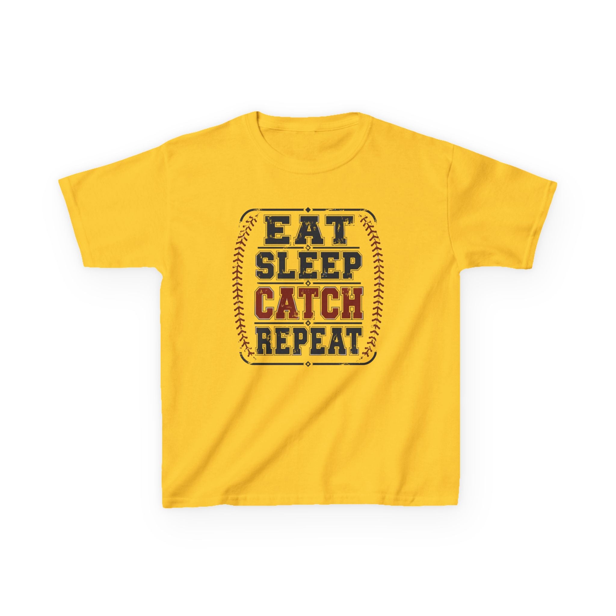 Kids 'Eat Sleep Catch Repeat' Baseball T‑Shirt