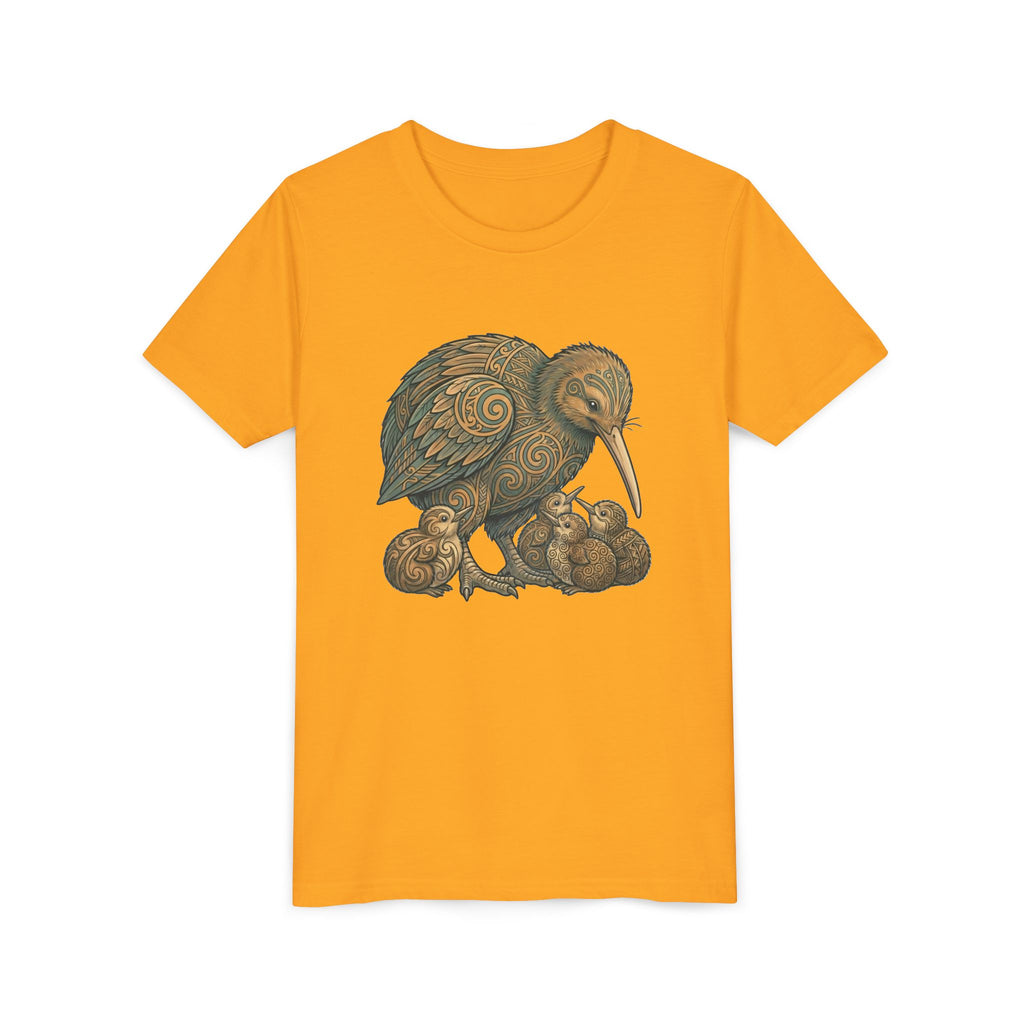 Kiwi Bird Momma & Babies Kids T‑Shirt — Whimsical Kiwi & Chicks Youth Tee