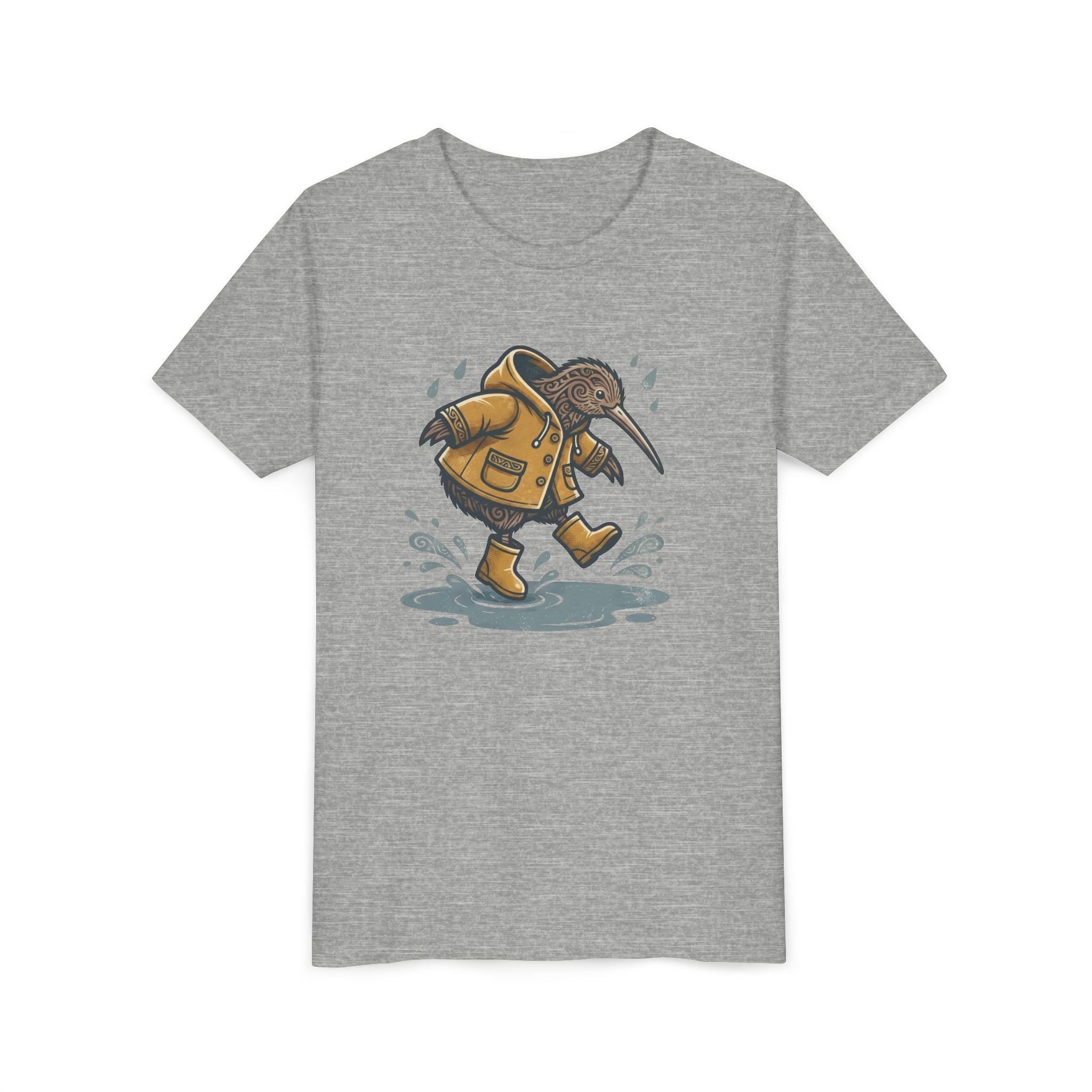 Youth T‑Shirt — Cute Kiwi Bird in Raincoat Splash Design