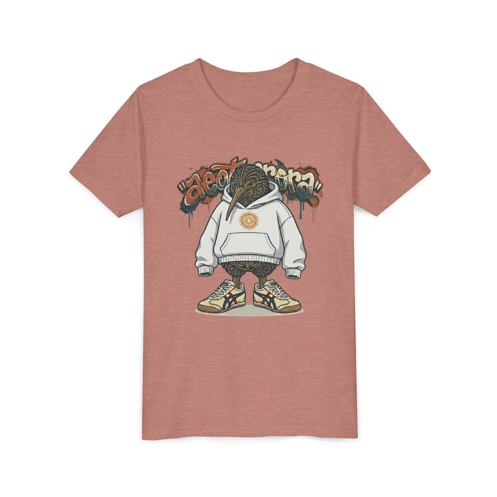 Youth Tee — Streetwear Kiwi Graphic "Aeotearora" Hoodie-Style Design