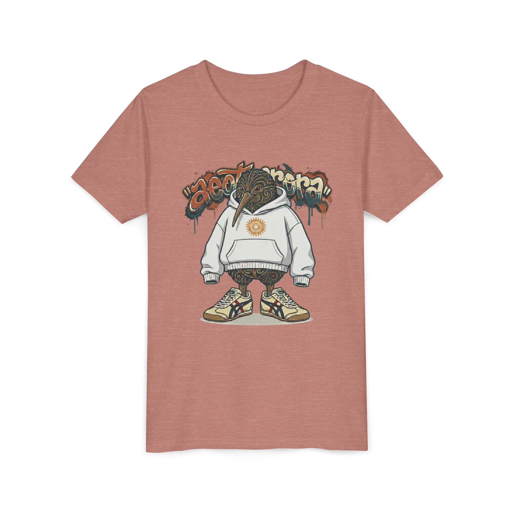 Youth Tee — Streetwear Kiwi Graphic "Aeotearora" Hoodie-Style Design