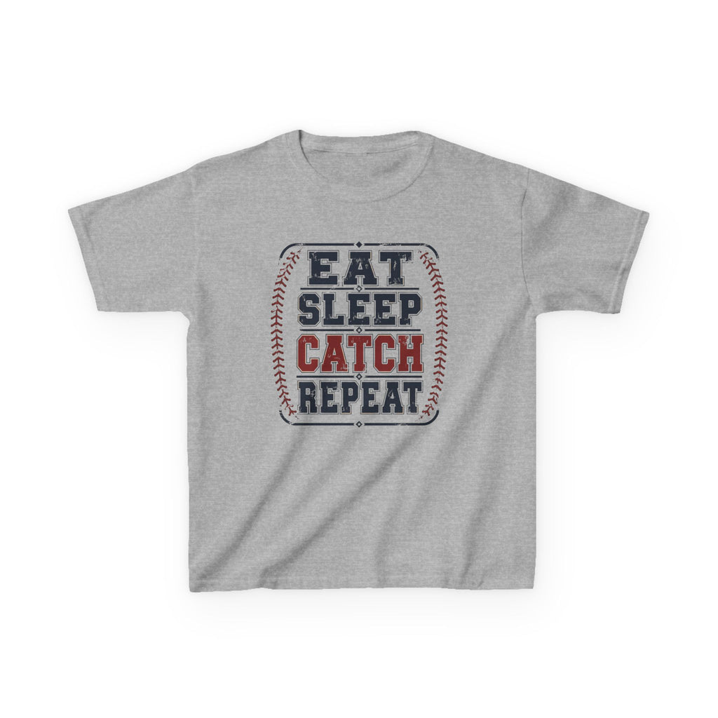 Kids 'Eat Sleep Catch Repeat' Baseball T‑Shirt