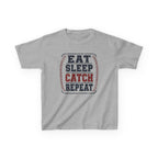 Kids 'Eat Sleep Catch Repeat' Baseball T‑Shirt