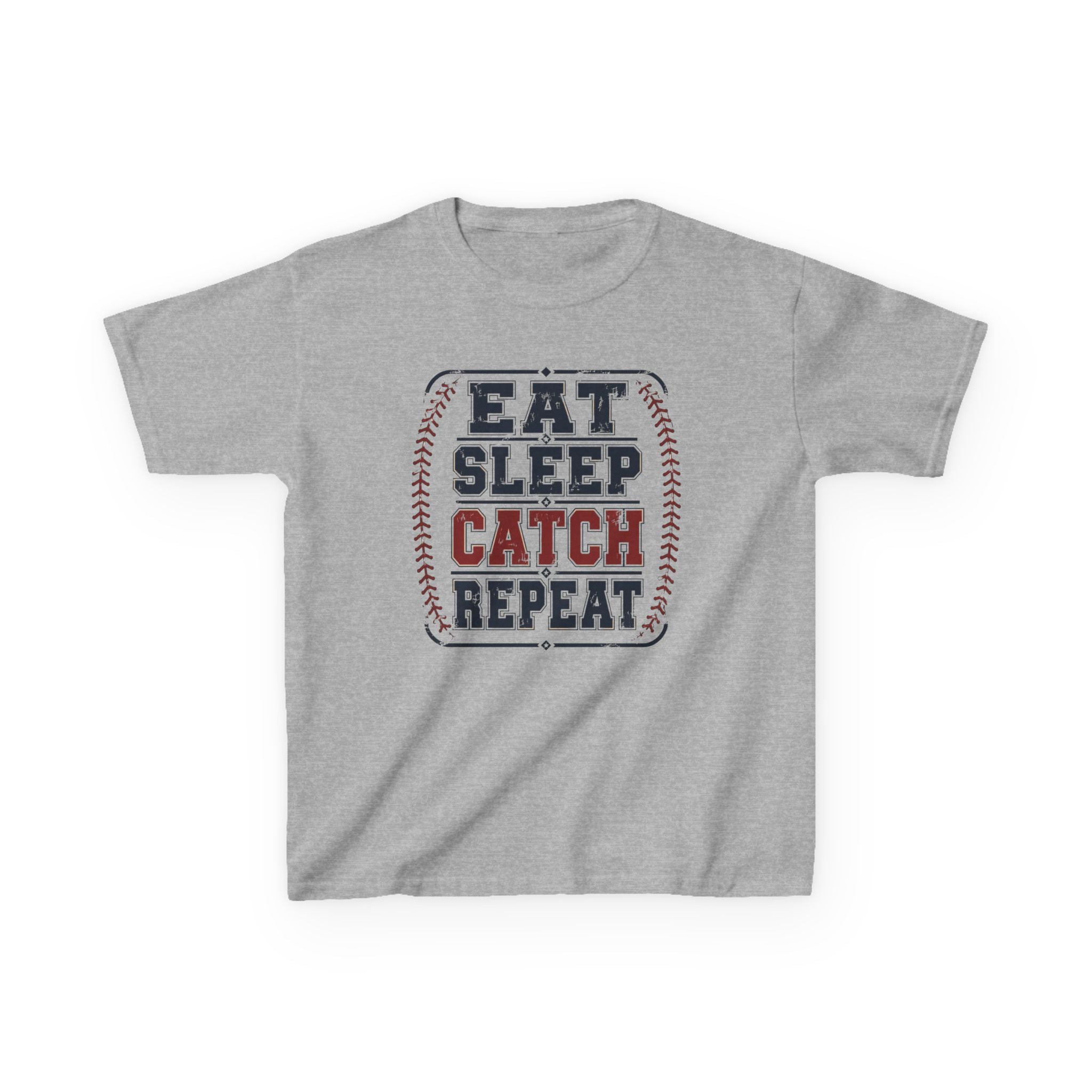 Kids 'Eat Sleep Catch Repeat' Baseball T‑Shirt