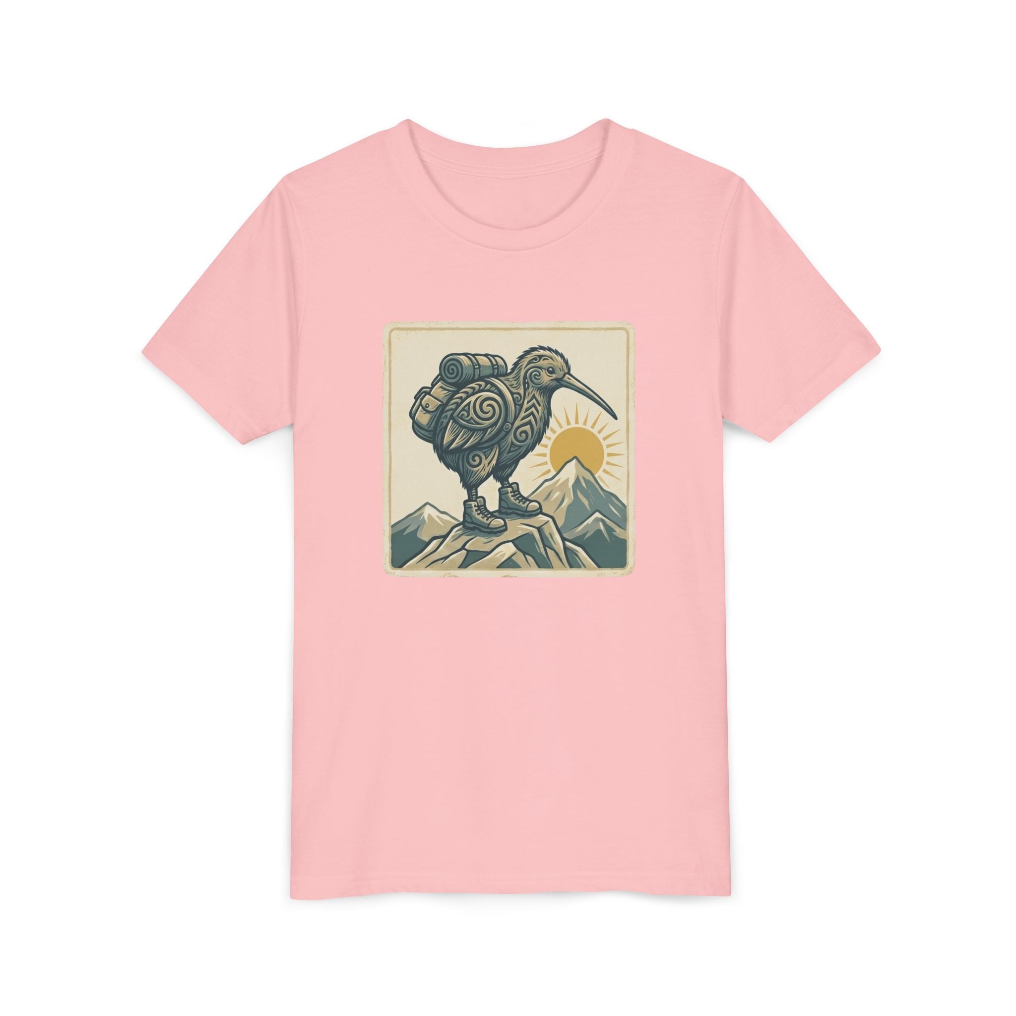 Youth Tee — Kiwi Bird on Mountains Graphic Shirt