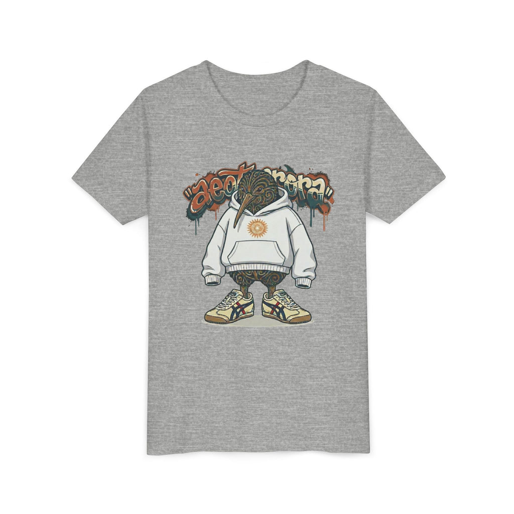 Youth Tee — Streetwear Kiwi Graphic "Aeotearora" Hoodie-Style Design