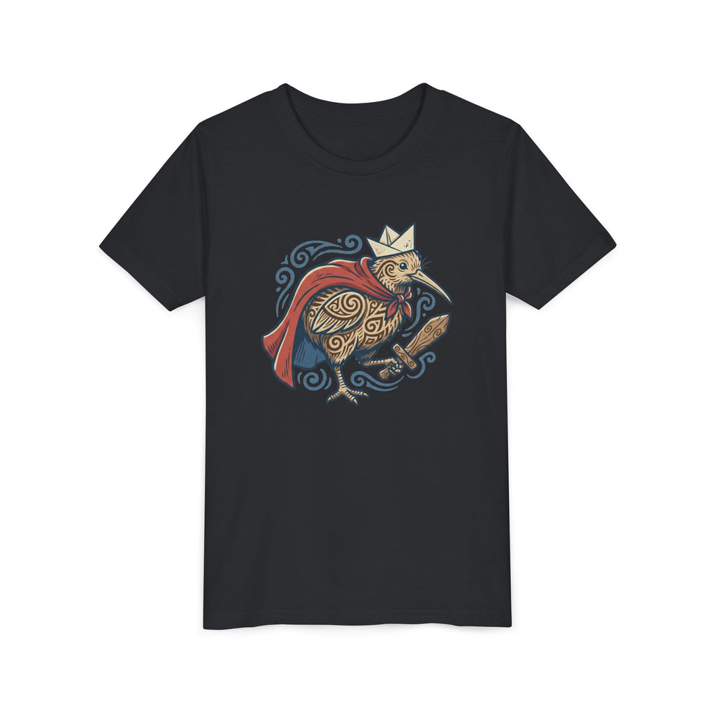 Royal Kiwi Youth T‑Shirt — Crowned Kiwi with Cape Kids Tee