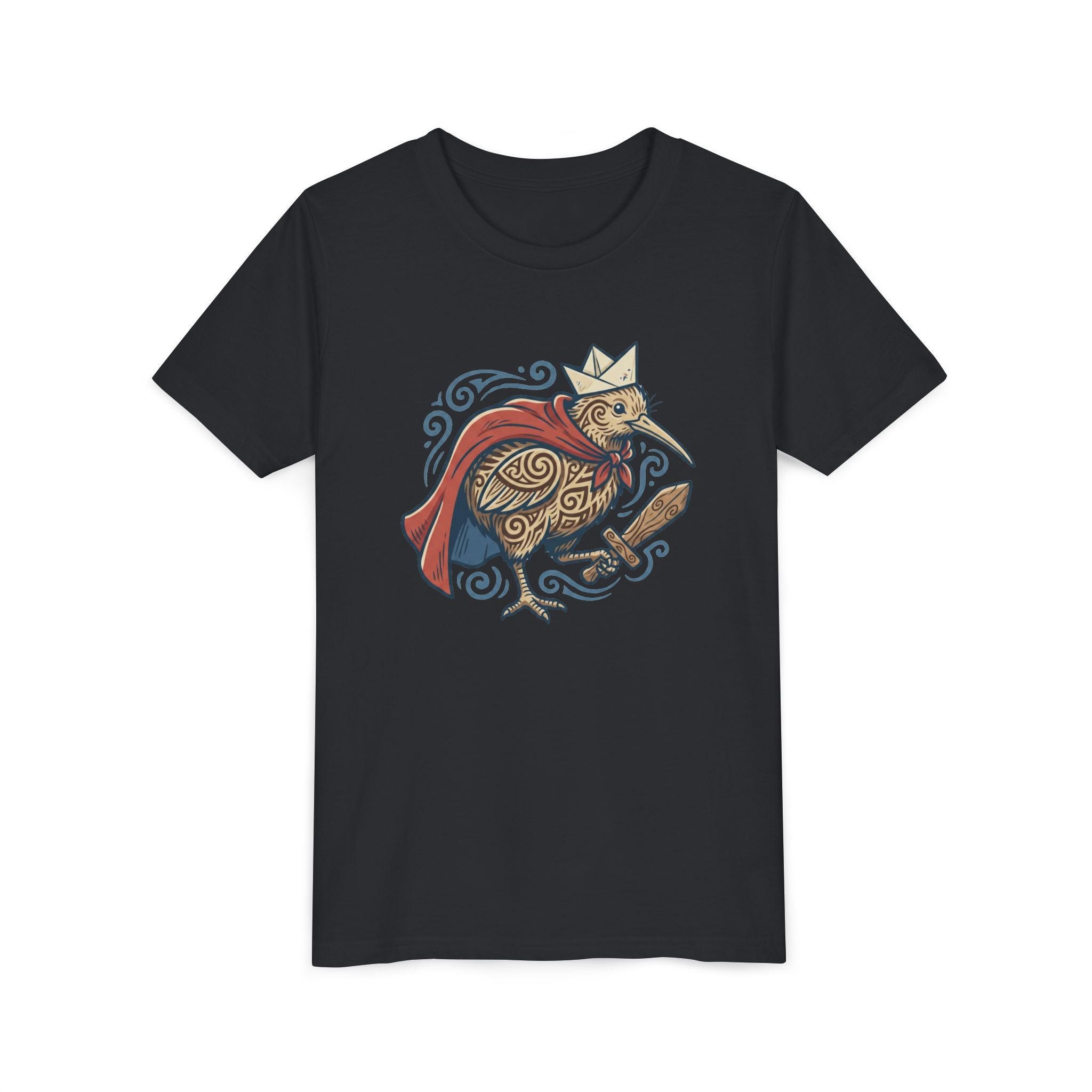 Royal Kiwi Youth T‑Shirt — Crowned Kiwi with Cape Kids Tee