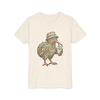 Youth Tee — Whimsical Kiwi Bird Drinking Bubble Tea Graphic