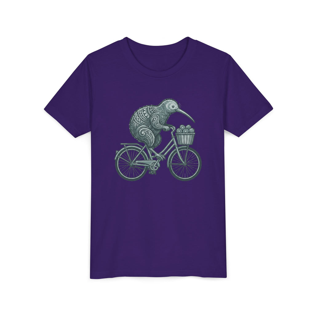 Kids Kiwi Bird Bicycle T‑Shirt – Cute Animal Cycling Graphic Tee for Children