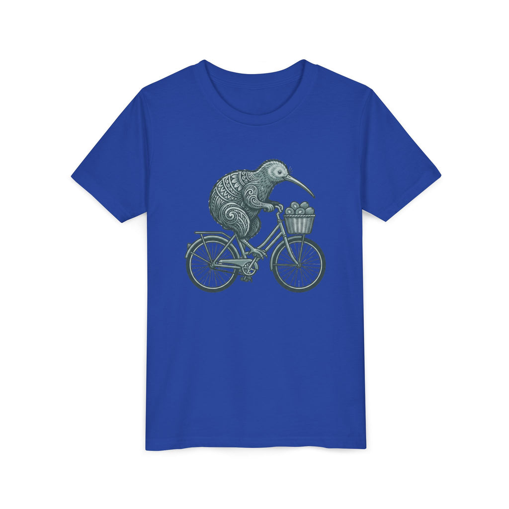 Kids Kiwi Bird Bicycle T‑Shirt – Cute Animal Cycling Graphic Tee for Children